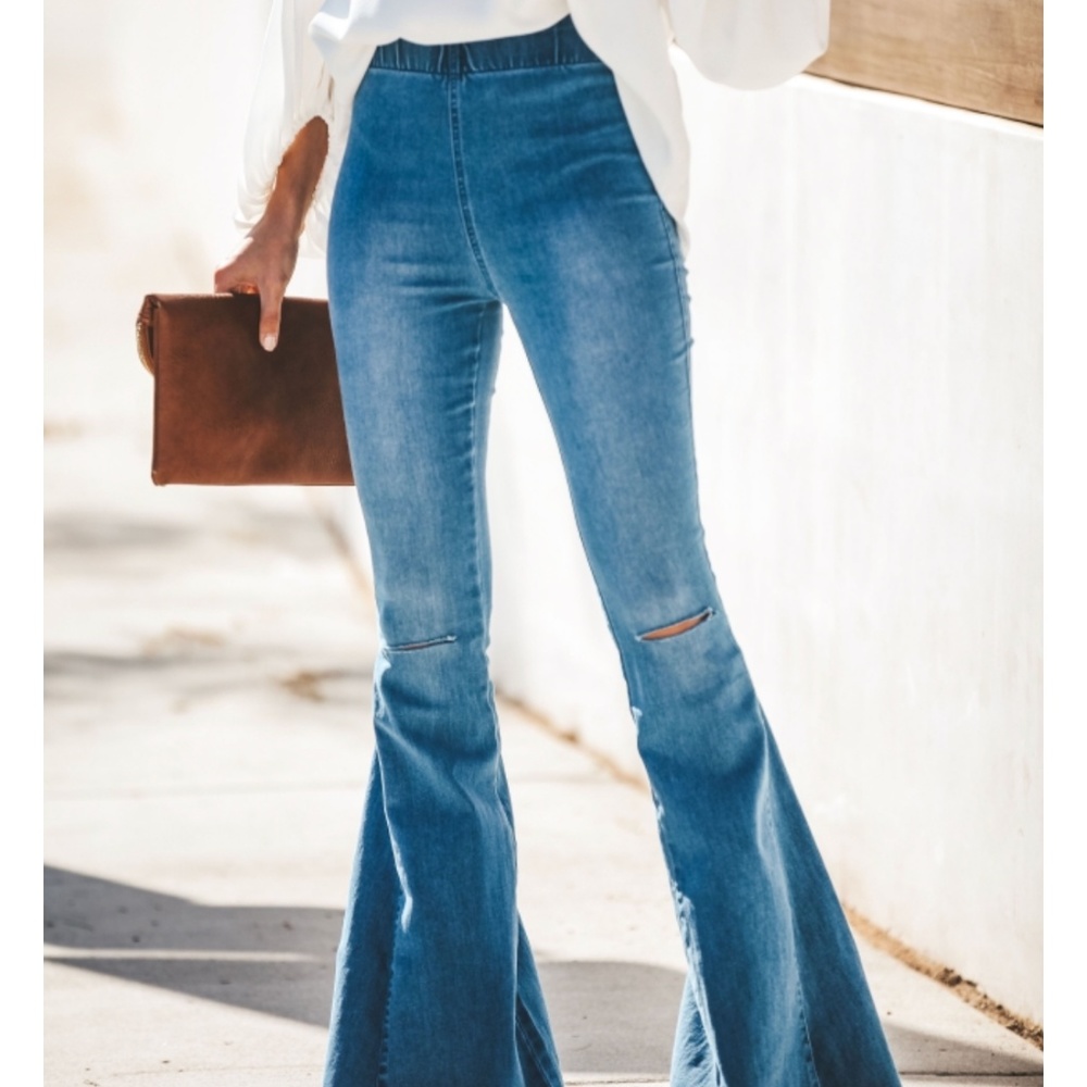 GINGER  Distressed Bell Bottom Jeans - Picture 4 of 8